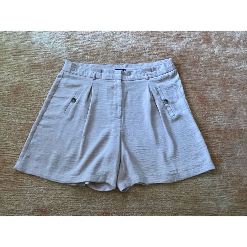 SOHO APPAREL  rose mauve satin high rise paperbag dress shorts  Size 12